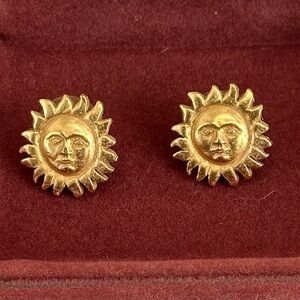 CAROLEE Signed Vintage 1990's High Quality Matte Gold Sun Earrings🌞